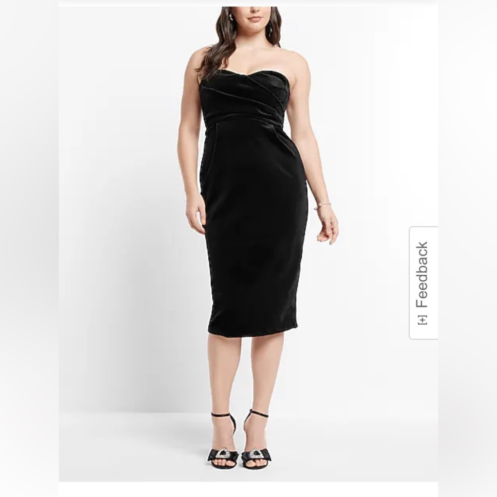 New EXPRESS Velvet Sweetheart Neckline Strapless Midi Sheath Dress 💞 size L